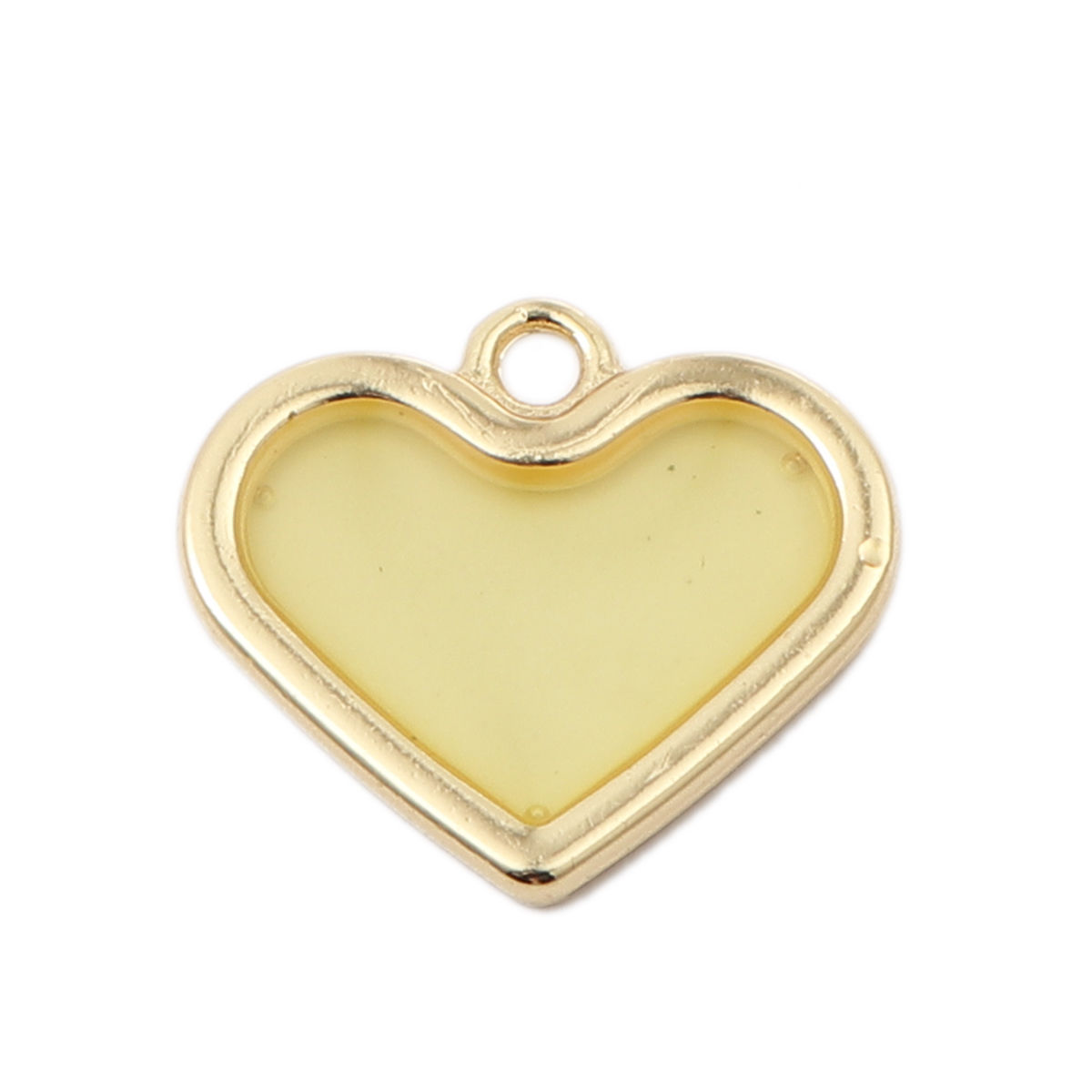 Picture of Zinc Based Alloy & Resin Charms Heart Gold Plated Yellow Transparent 19mm x 17mm, 5 PCs