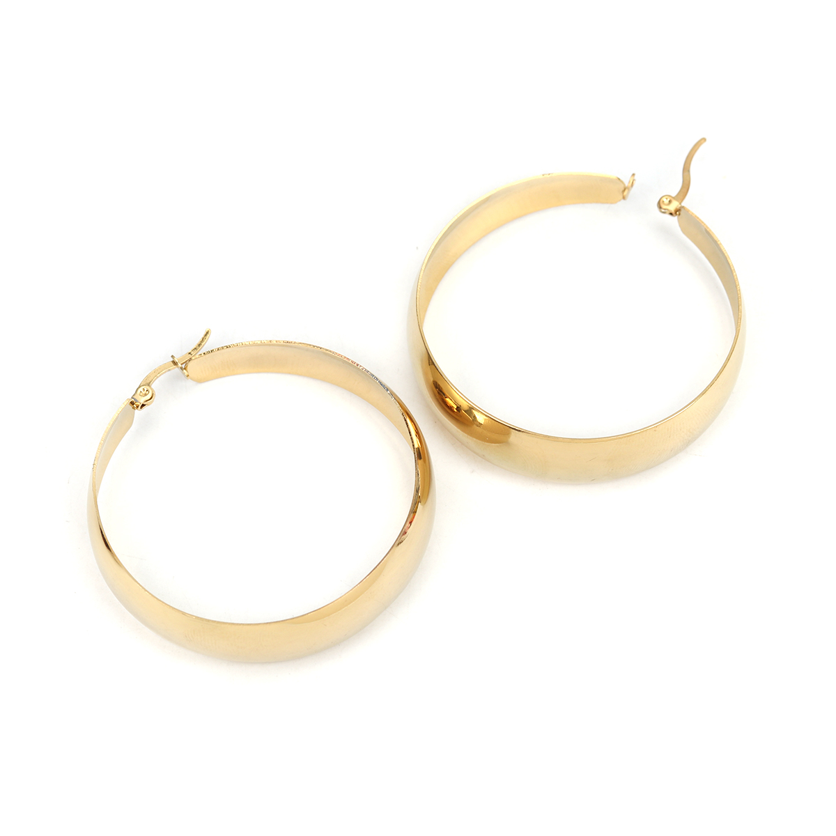 Picture of 304 Stainless Steel Hoop Earrings Gold Plated Round 5.6cm x 5cm, Post/ Wire Size: (17 gauge), 1 Pair