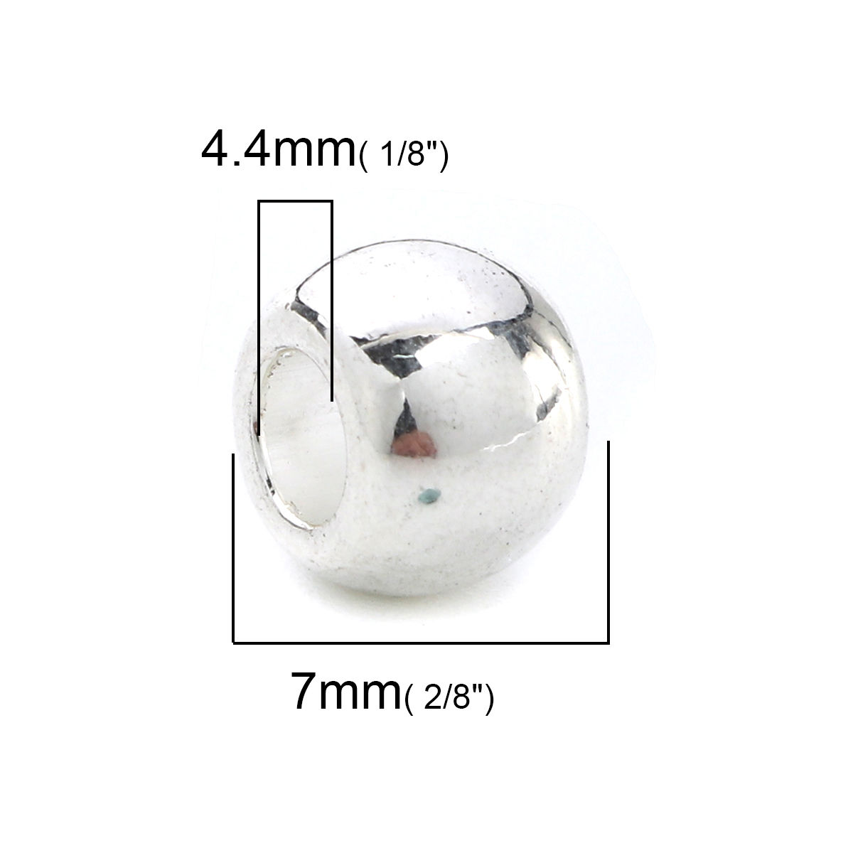 Picture of Zinc Based Alloy Spacer Beads Drum Silver Plated 10mm x 7mm, Hole: Approx 4.4mm, 30 PCs