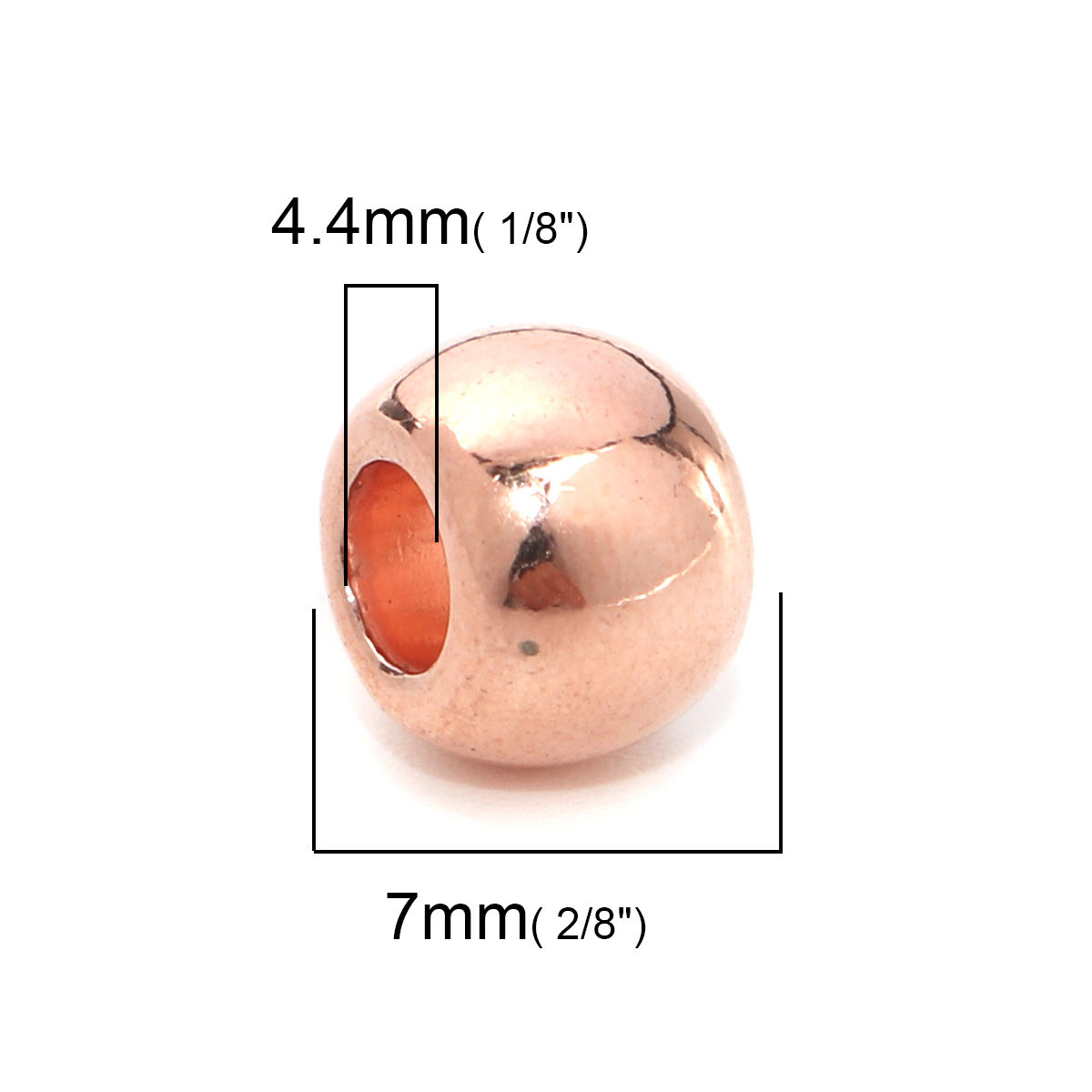 Picture of Zinc Based Alloy Spacer Beads Drum Rose Gold 10mm x 7mm, Hole: Approx 4.4mm, 30 PCs