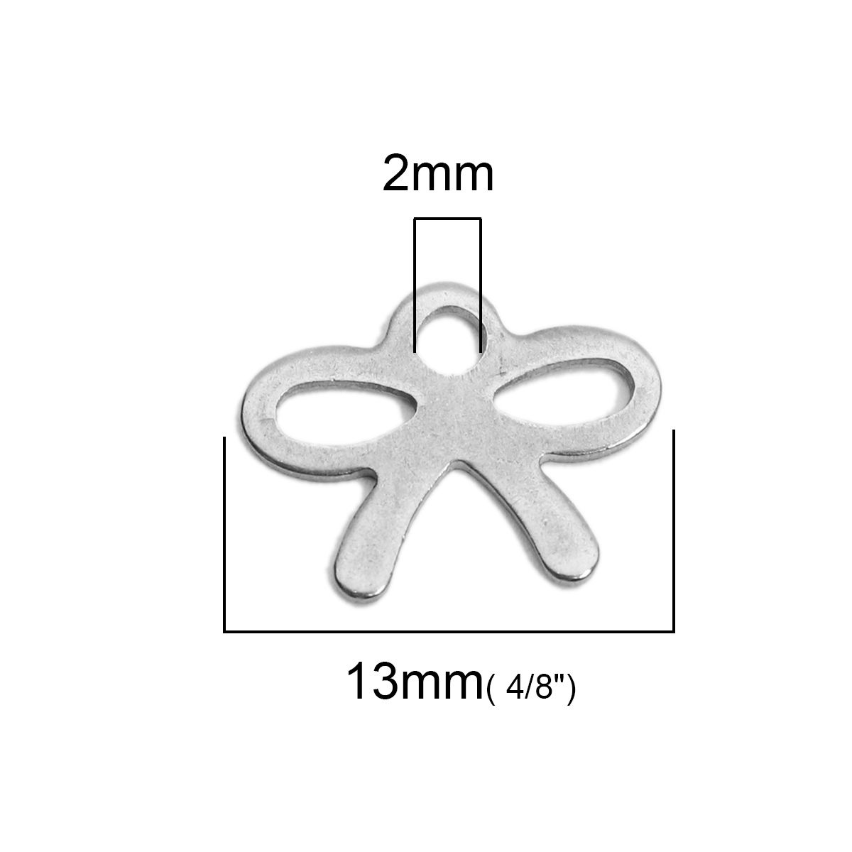 Picture of 304 Stainless Steel Chain Tail Extender Charms Bowknot Silver Tone 13mm x 10mm, 10 PCs
