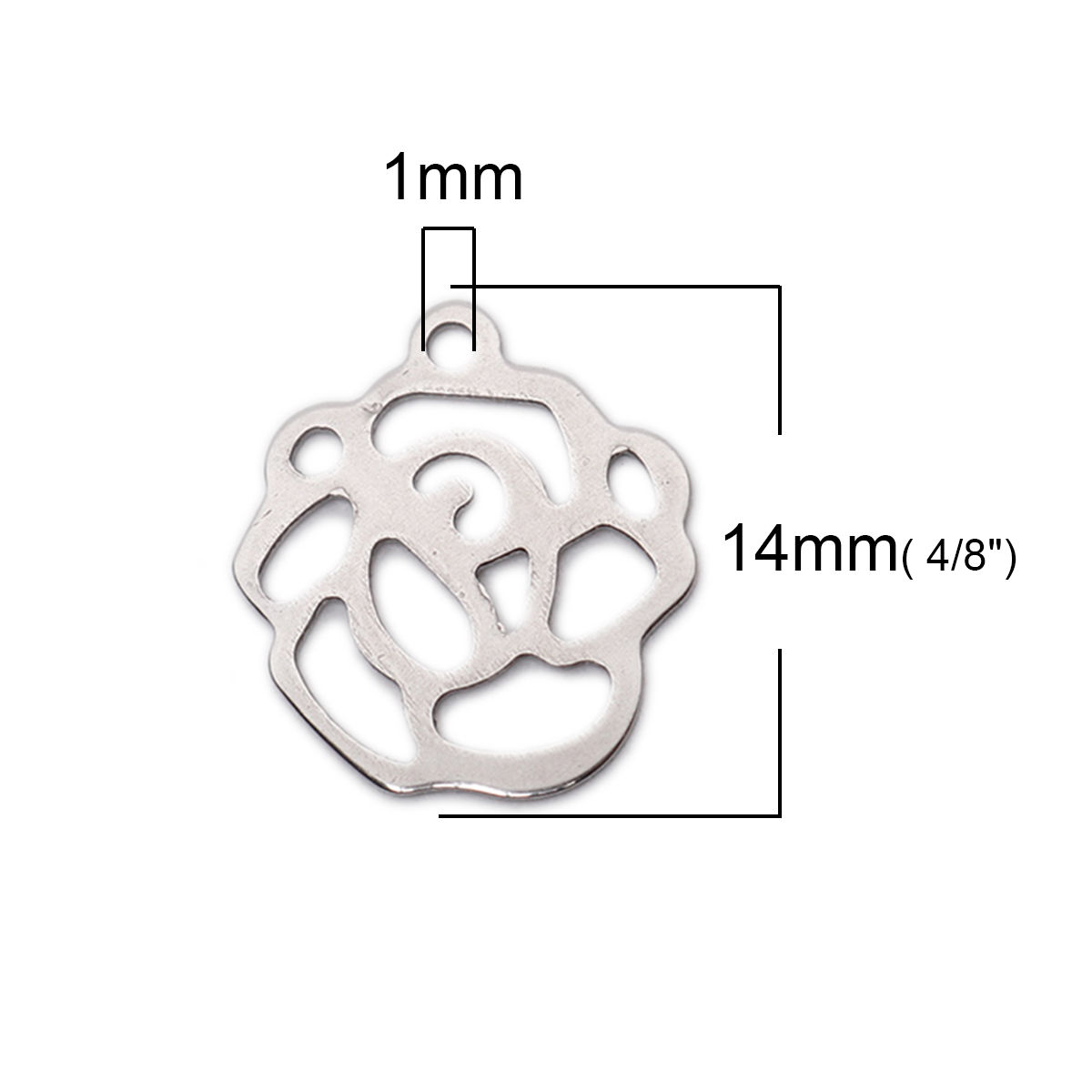 Picture of 304 Stainless Steel Chain Tail Extender Charms Irregular Silver Tone 14mm x 12mm, 10 PCs