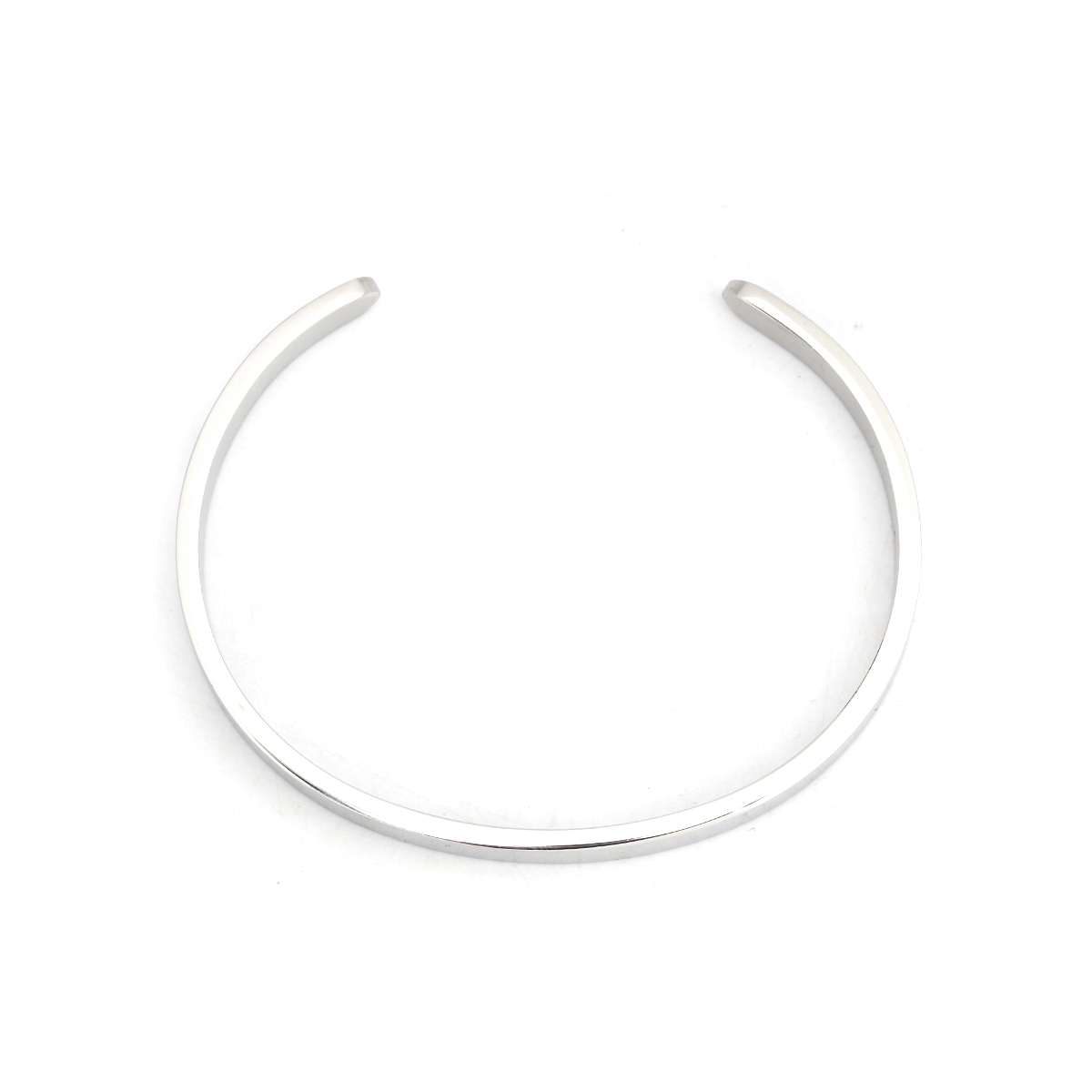 Picture of Titanium Steel Open Cuff Bangles Bracelets Round Silver Plated 15.5cm(6 1/8") long, 1 Piece