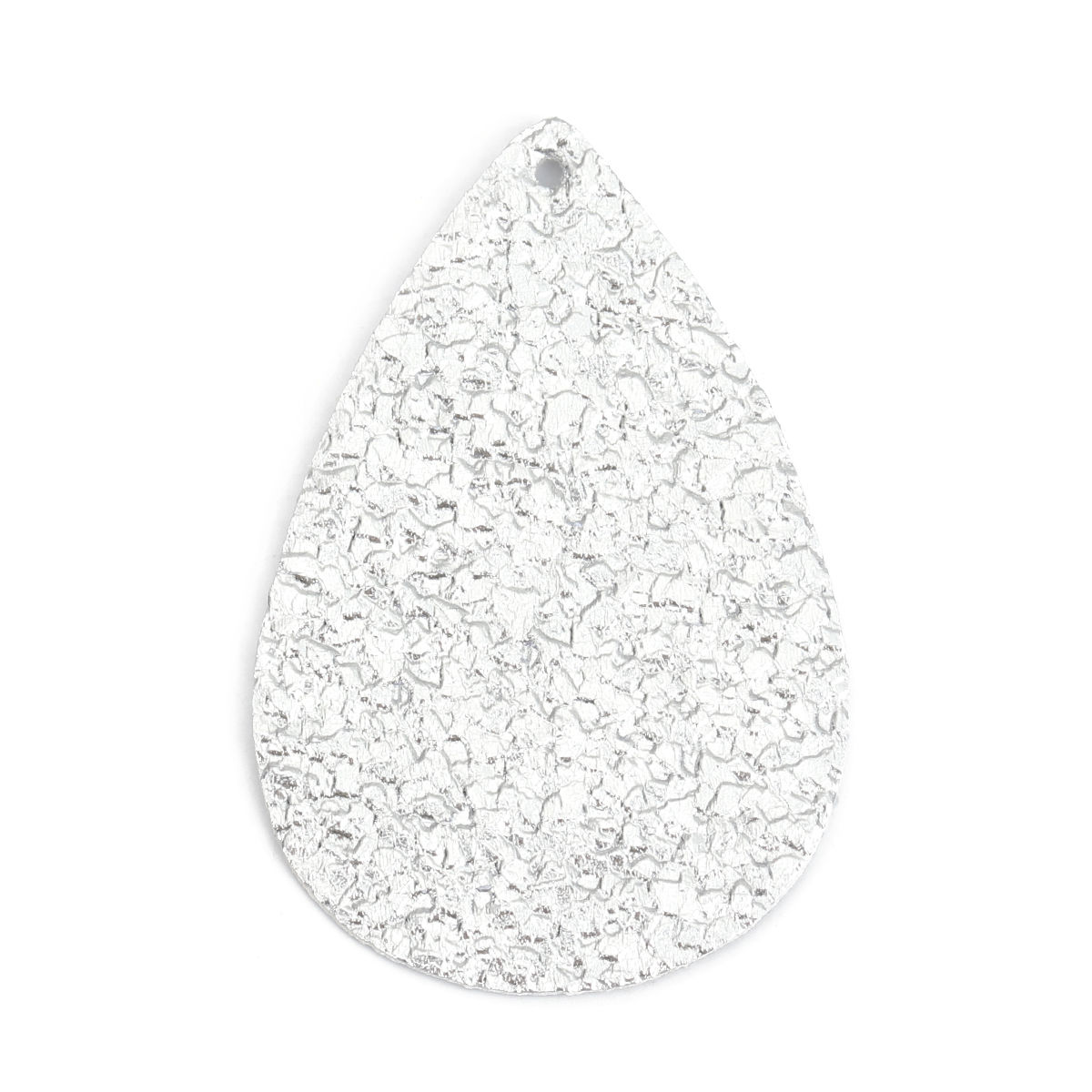 Picture of PU Leather Pendants Drop Silver 5.6cm x 3.7cm, 10 PCs