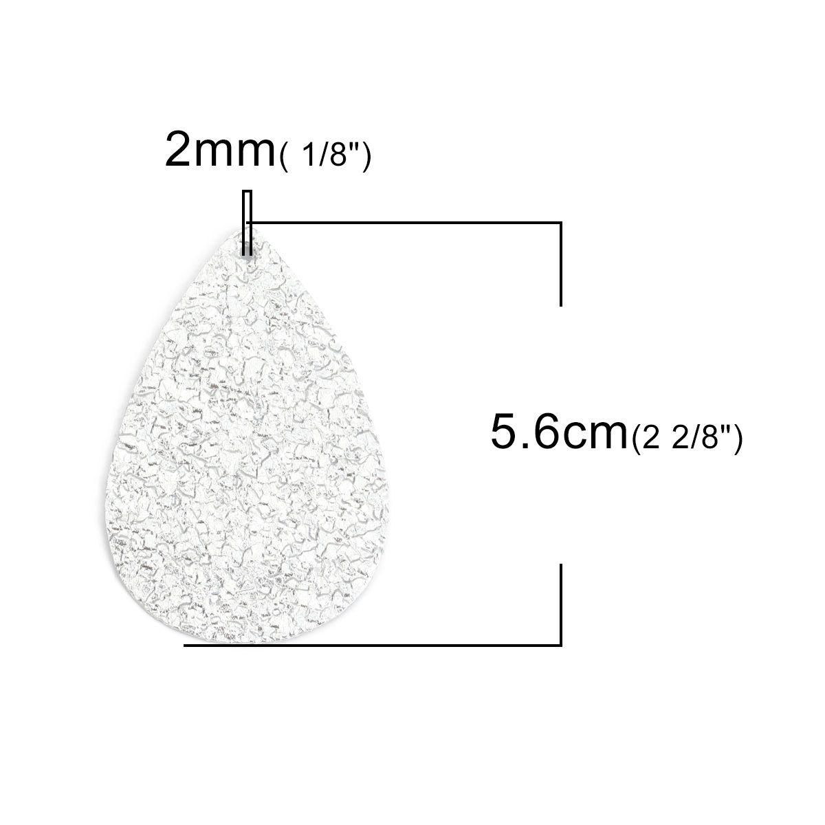 Picture of PU Leather Pendants Drop Silver 5.6cm x 3.7cm, 10 PCs