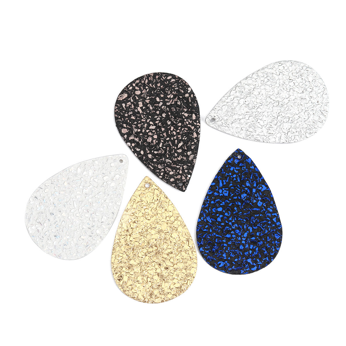 Picture of PU Leather Pendants Drop Silver 5.6cm x 3.7cm, 10 PCs