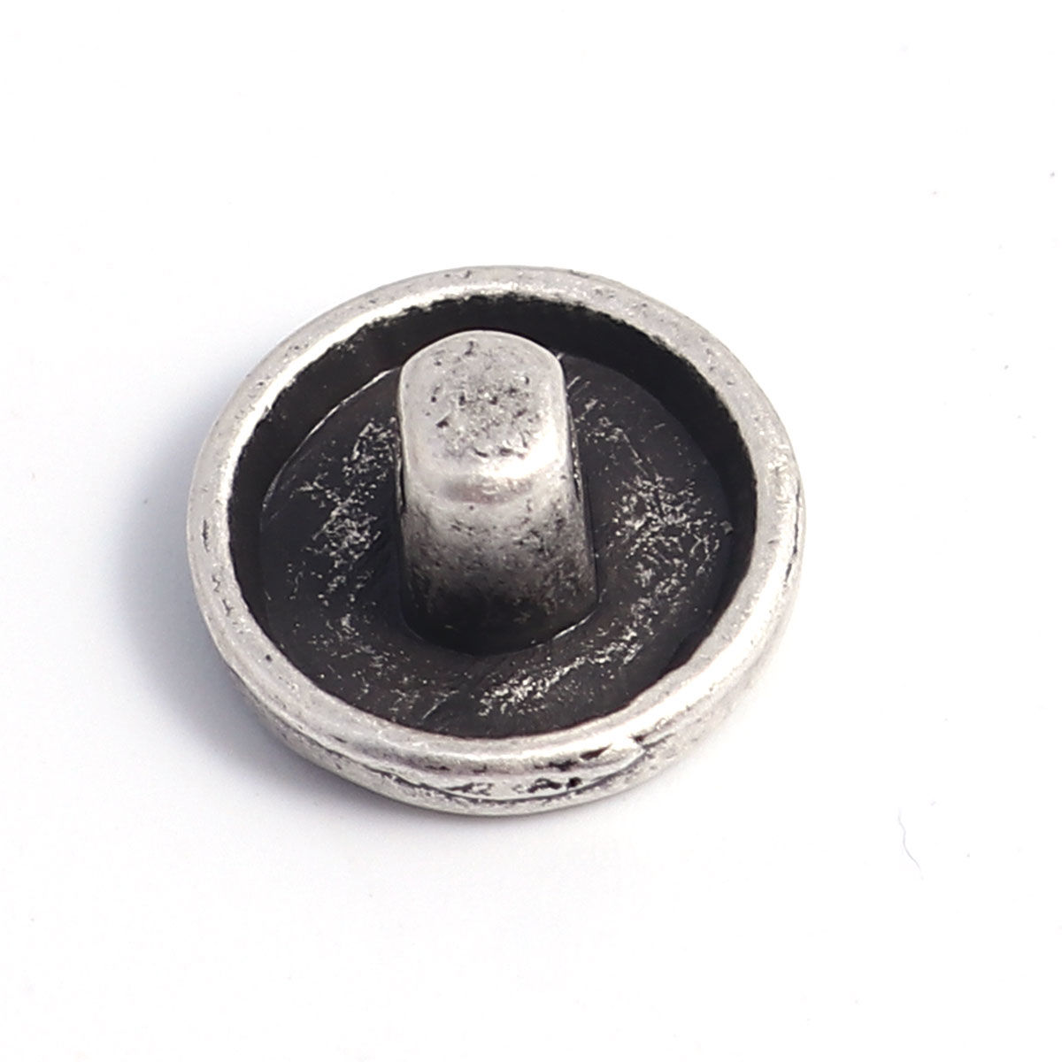 Imagen de Zamak Shank Botón Agujero Solo Ronda Plata Antigua lleno 12mm Dia, 10 Unidades