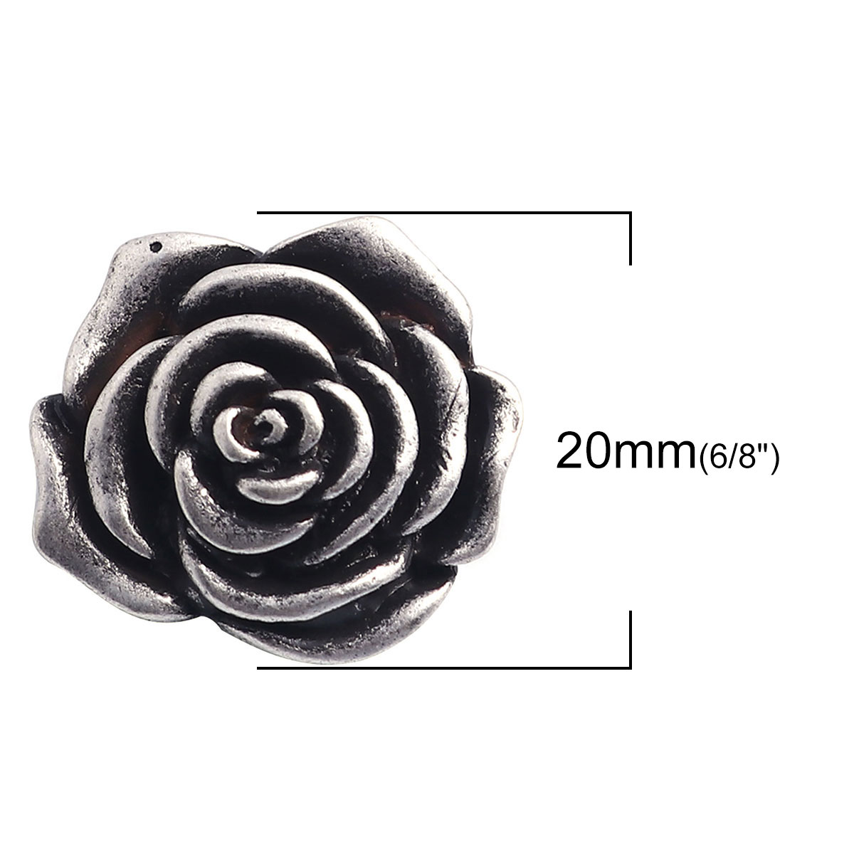 Imagen de Zamak Shank Botón Agujero Solo Flor Plata Antigua lleno 20mm x 19mm, 5 Unidades