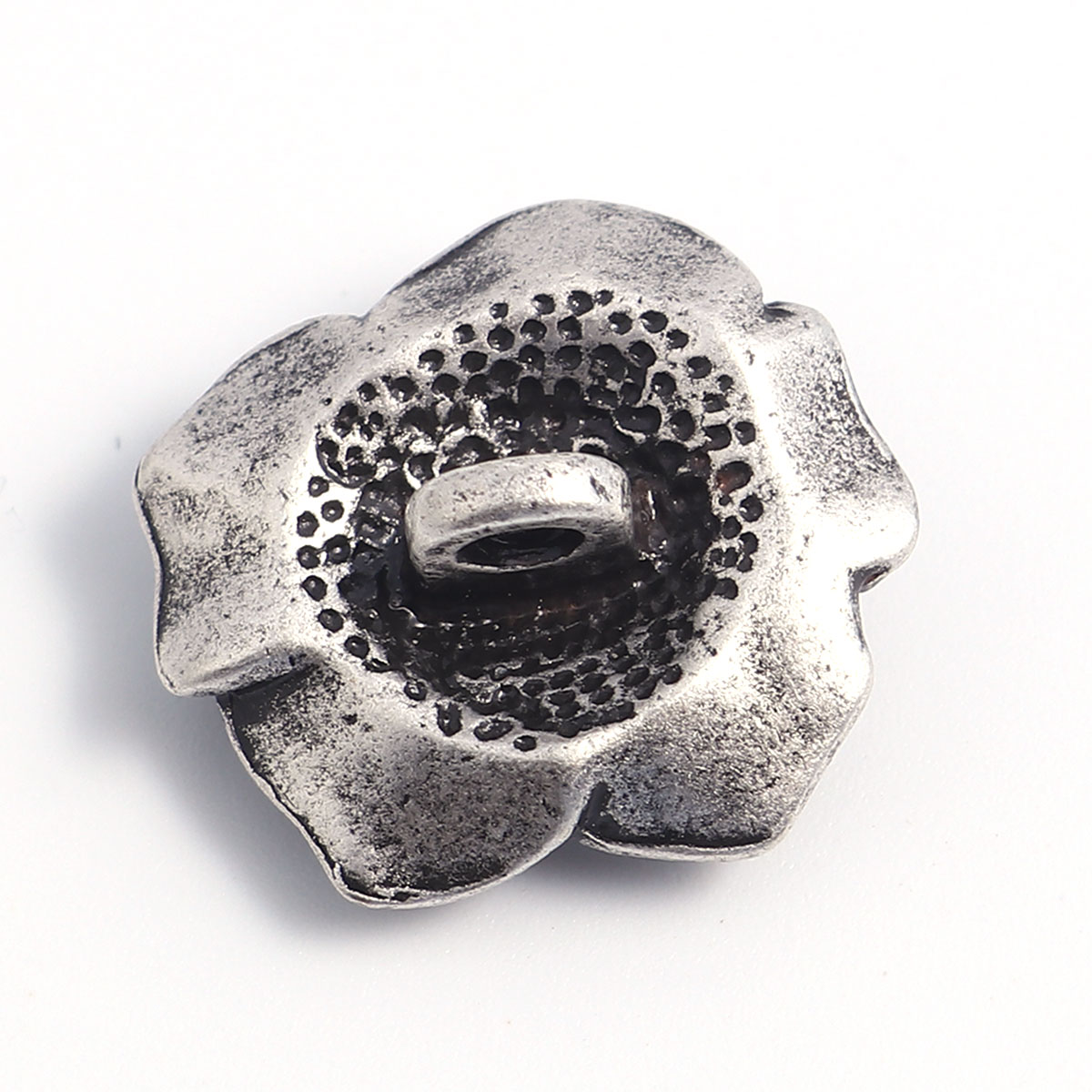 Imagen de Zamak Shank Botón Agujero Solo Flor Plata Antigua lleno 20mm x 19mm, 5 Unidades