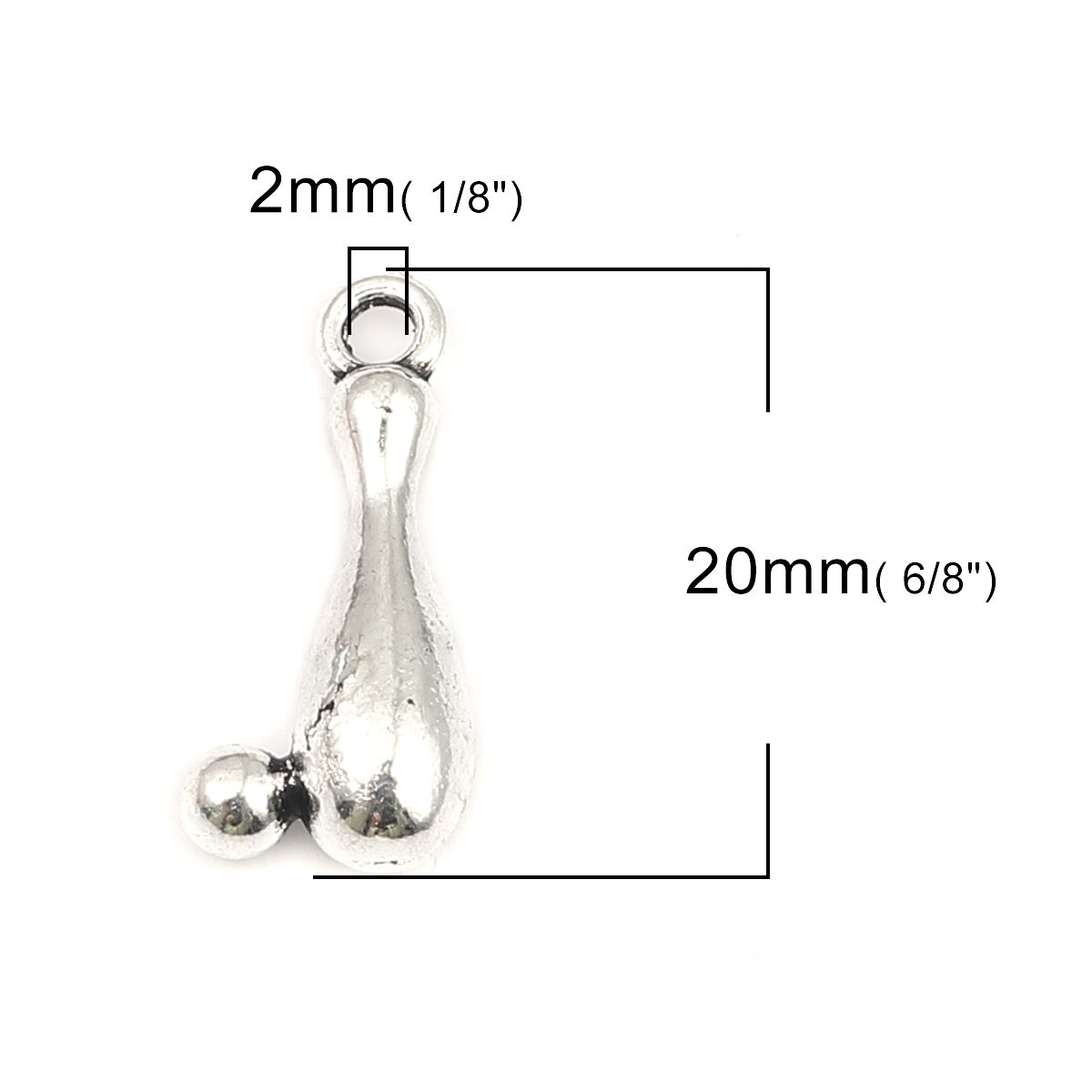 Picture of Zinc Based Alloy Sport Charms Bowling Ball Antique Silver Color 20mm x 9mm, 40 PCs