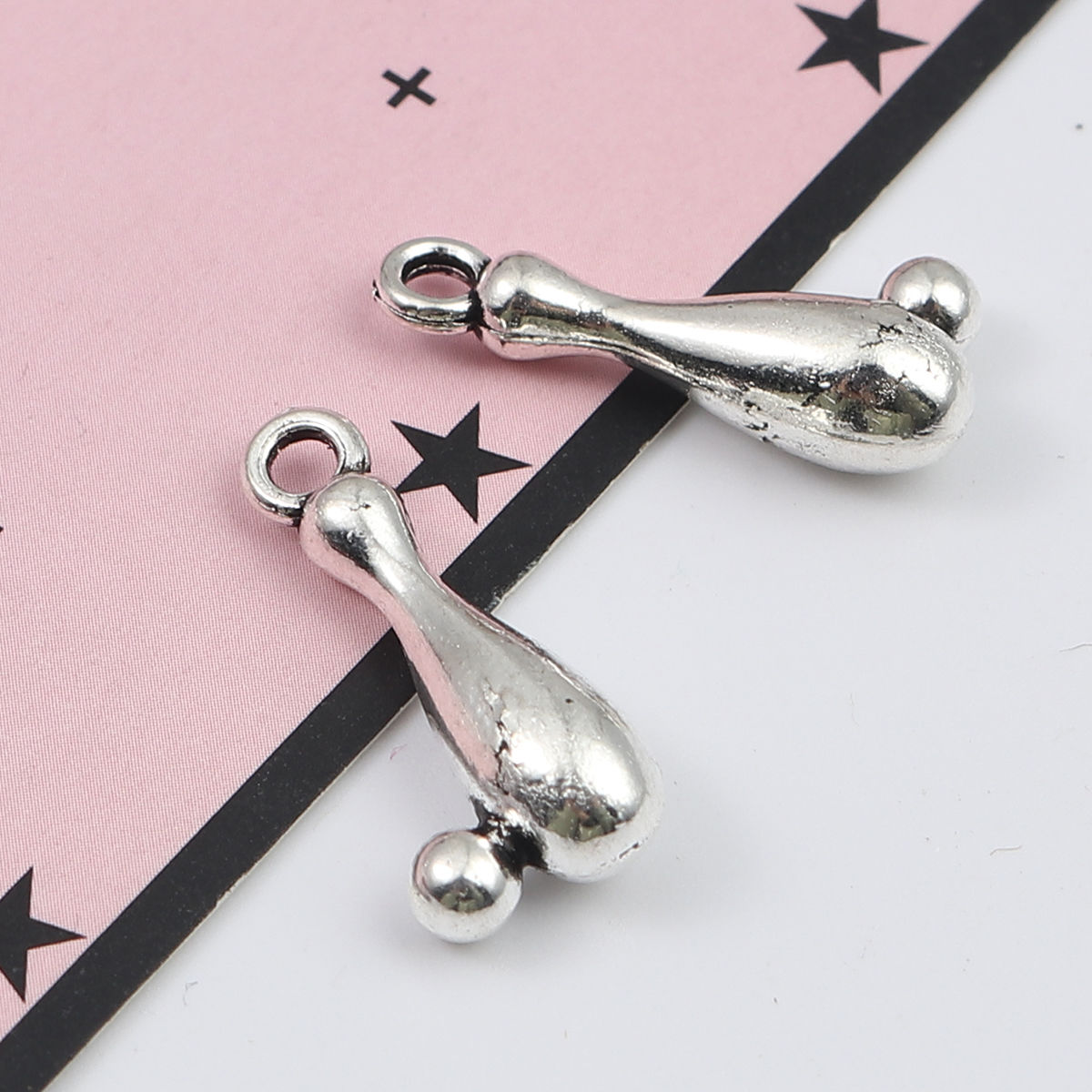 Picture of Zinc Based Alloy Sport Charms Bowling Ball Antique Silver Color 20mm x 9mm, 40 PCs