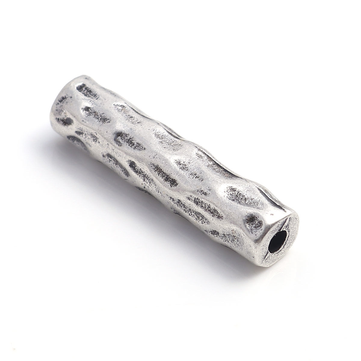 Imagen de Zamak Cuentas Cilíndrico Plata Antigua lleno 38mm x 8mm, Agujero: Aprox 3mm, 3 Unidades