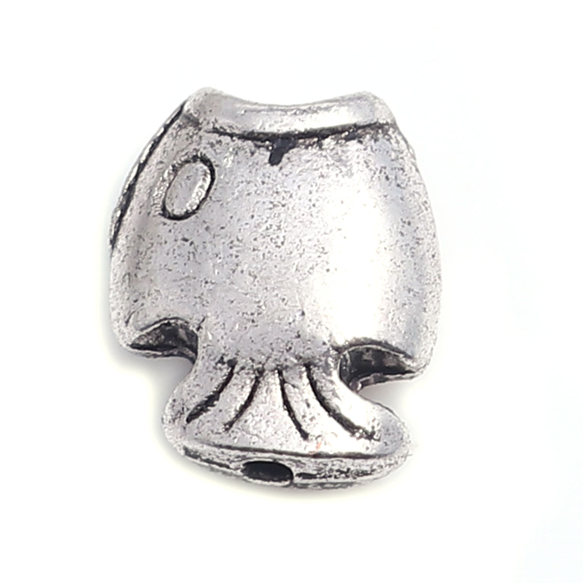 Imagen de Zamak Joyería del océano Cuentas Pez Plata Antigua 11mm x 9mm, Agujero: Aprox 1.3mm, 100 Unidades