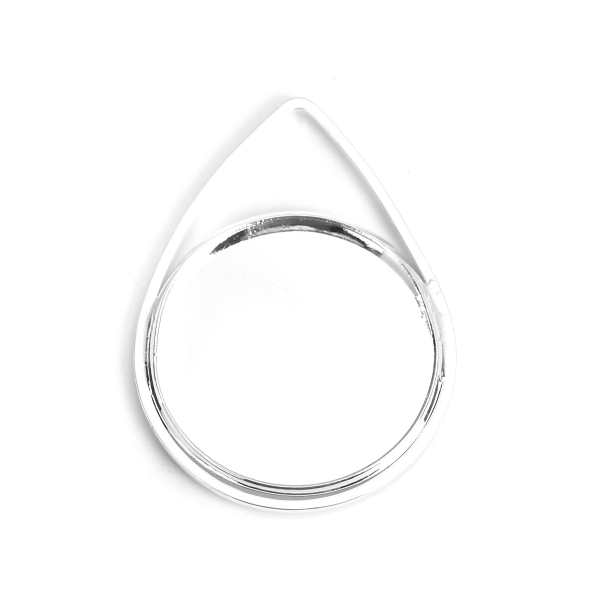 Picture of 5 PCs Brass Cabochon Settings Pendants Drop Silver Plated (Fits 20mm Dia.) 31mm x 23mm