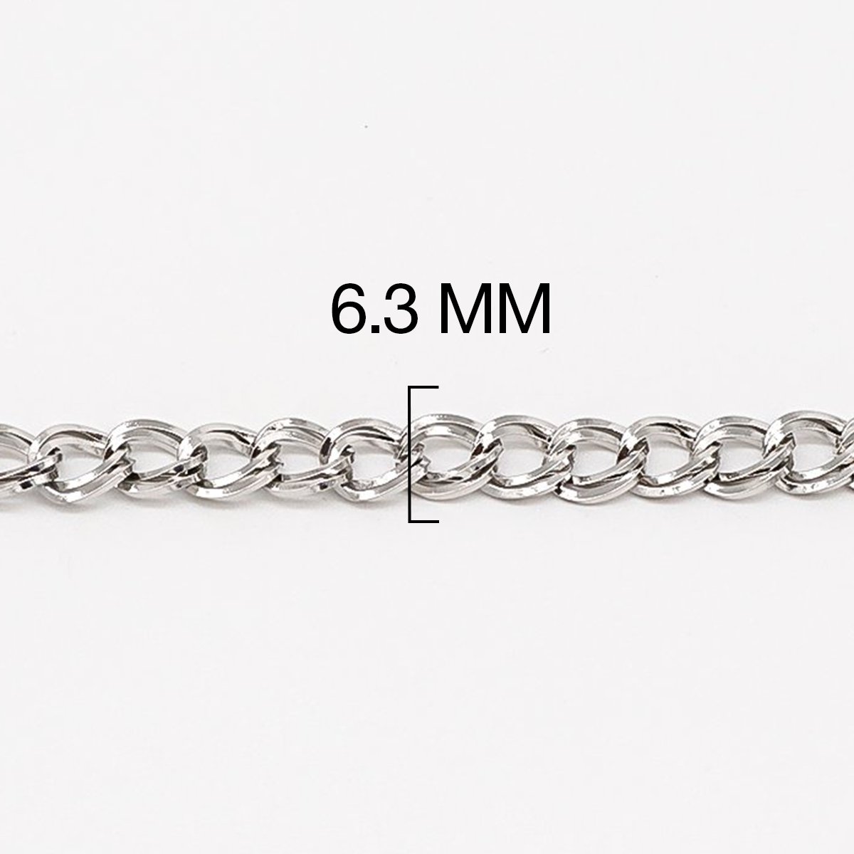 Imagen de 316 Acero Inoxidable Doble Lazo Cadena Collares Tono de Plata 49cm longitud, Cadena: 6.5mm, 10 Unidades