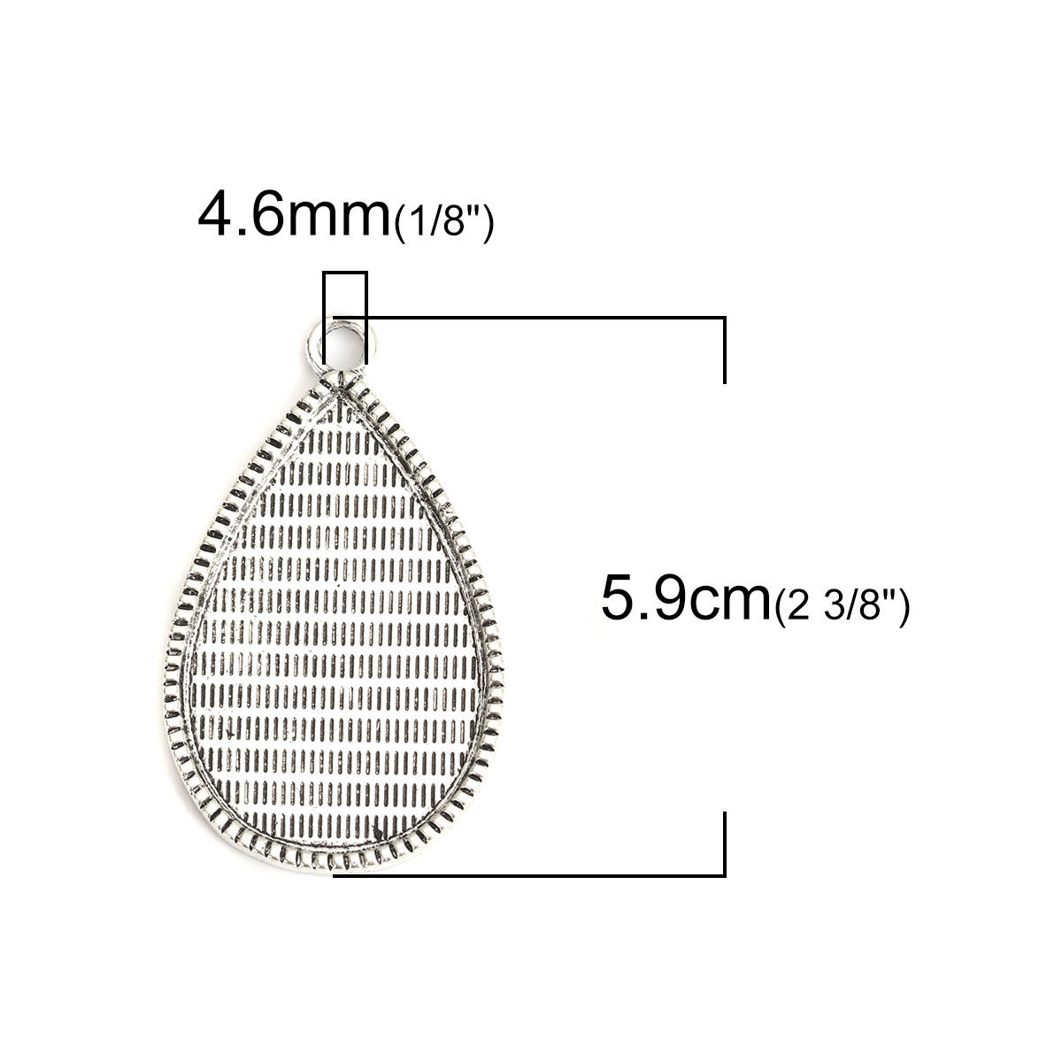 Picture of Zinc Based Alloy Cabochon Settings Pendants Drop Antique Silver Color (Fits 4.9cm x3.2cm) 5.9cm x 3.6cm, 2 PCs
