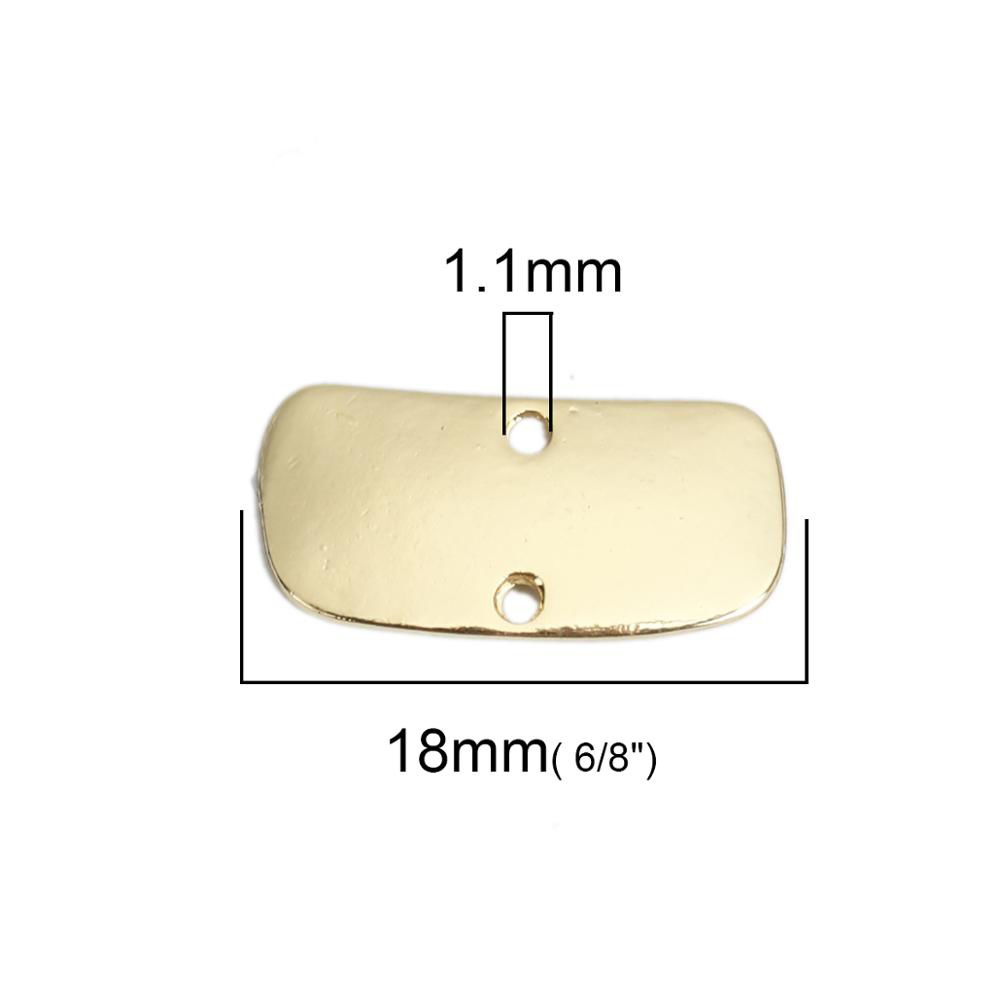 Bild von Zinklegierung Steckverbinder Charms Anhänger 18K Gold Rechteck 18mm x 9mm, 10 Stück