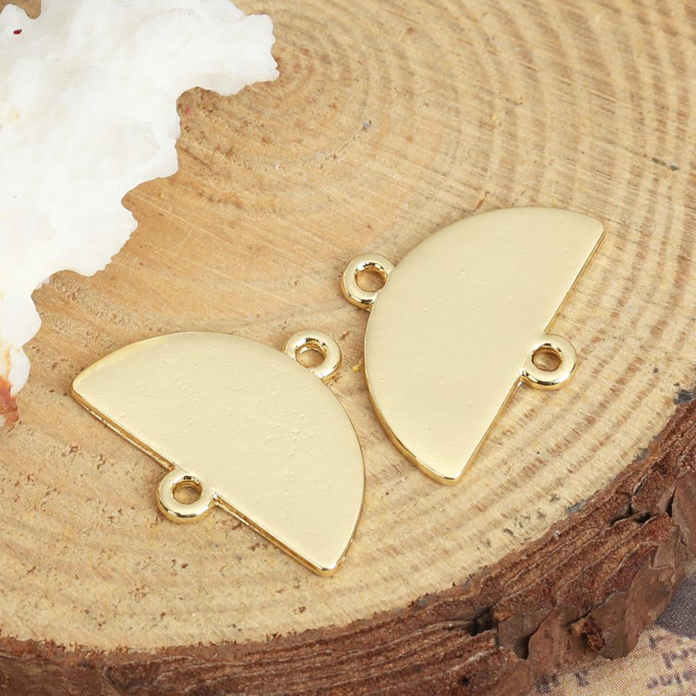 Bild von Zinklegierung Steckverbinder Charms Anhänger 18K Gold Rechteck 18mm x 9mm, 10 Stück