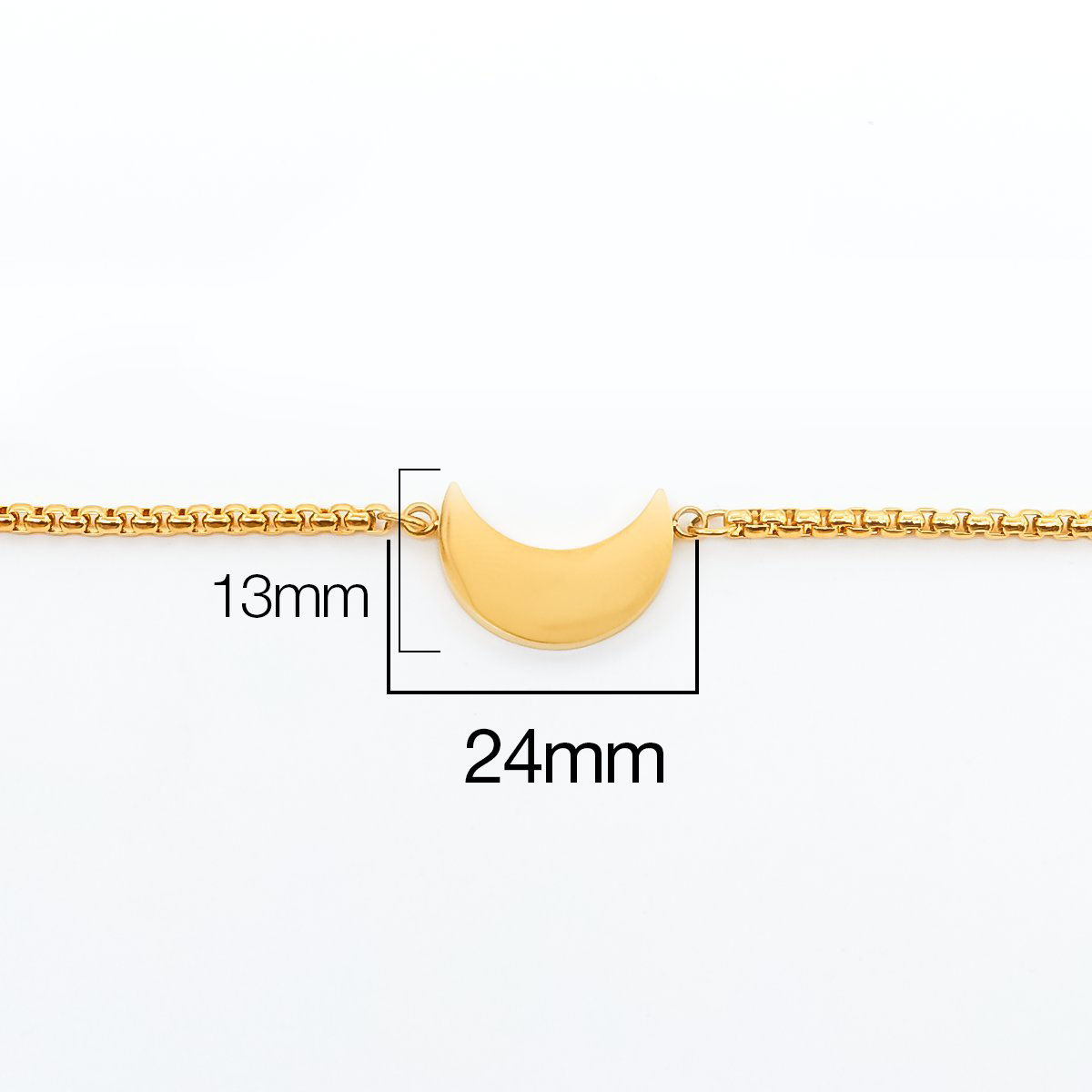 Изображение 316 Нержавеющая сталь Регулируемая Боло Слайдер / Слайд-браслет Позолоченный Луна половина 28см Длина, 1 ШТ