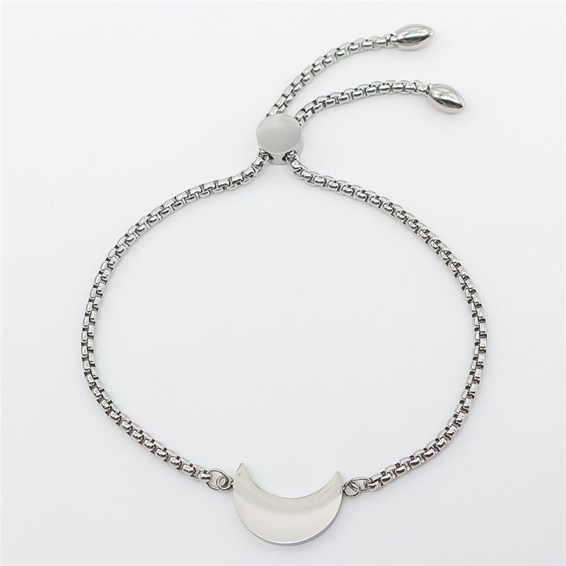 Изображение 316 Нержавеющая сталь Регулируемая Боло Слайдер / Слайд-браслет Позолоченный Луна половина 28см Длина, 1 ШТ