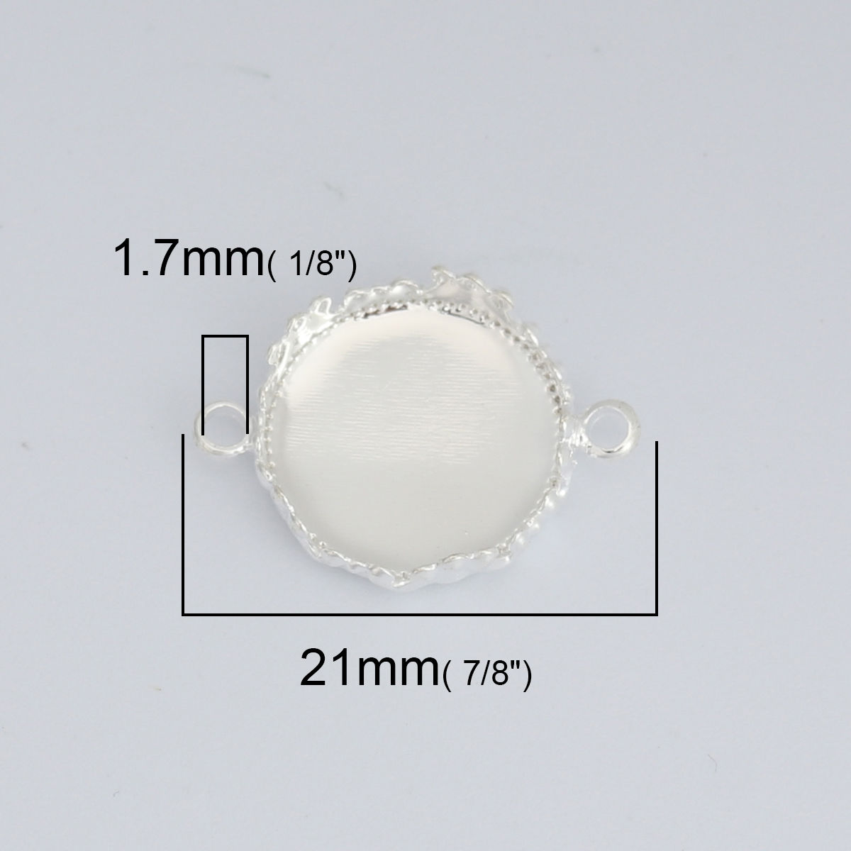 Изображение Латунь Соединители Подвески Подвески Круглые Настоящее платиновое покрытие (Подходит 14мм) 21мм x 15мм, 10 ШТ