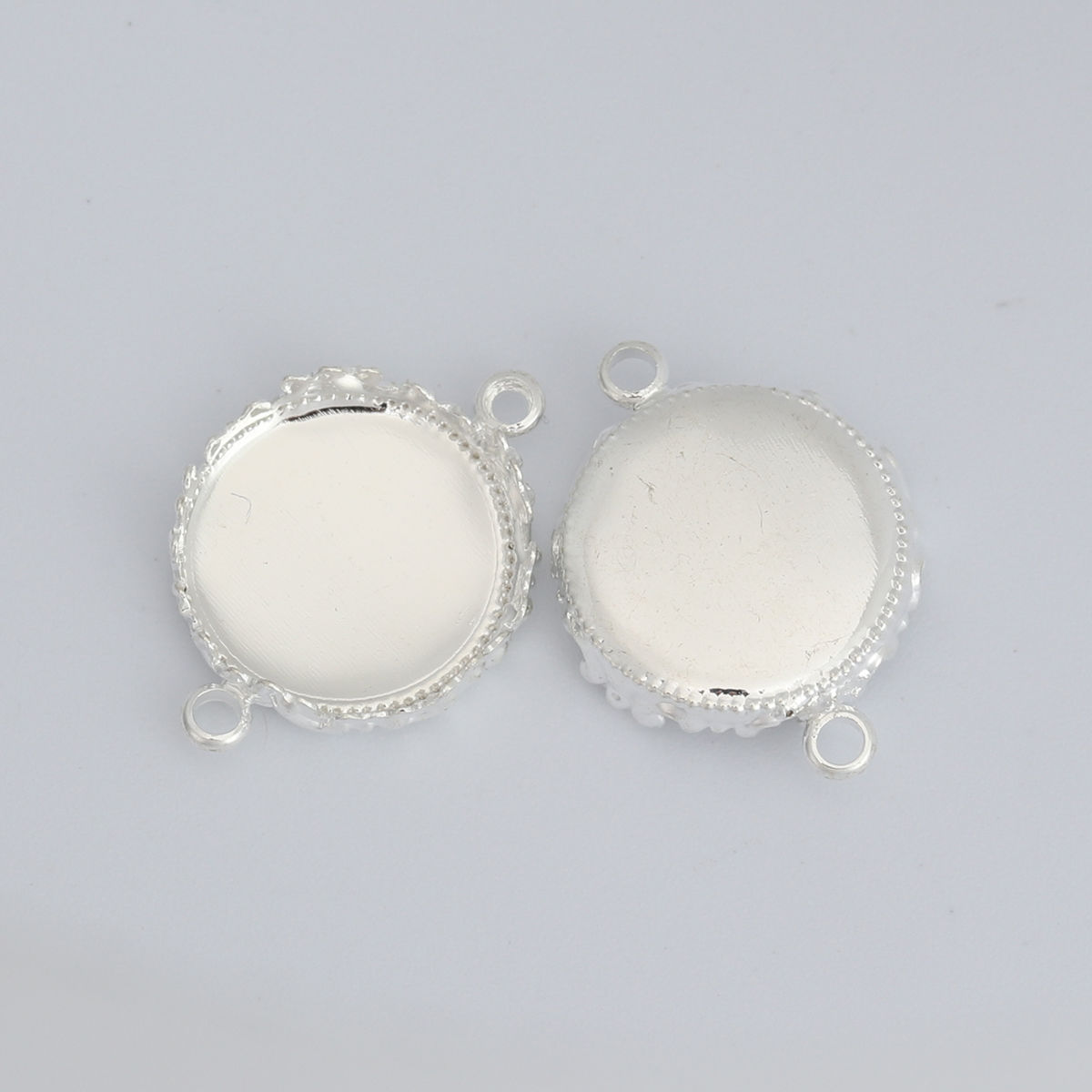 Изображение Латунь Соединители Подвески Подвески Круглые Настоящее платиновое покрытие (Подходит 14мм) 21мм x 15мм, 10 ШТ