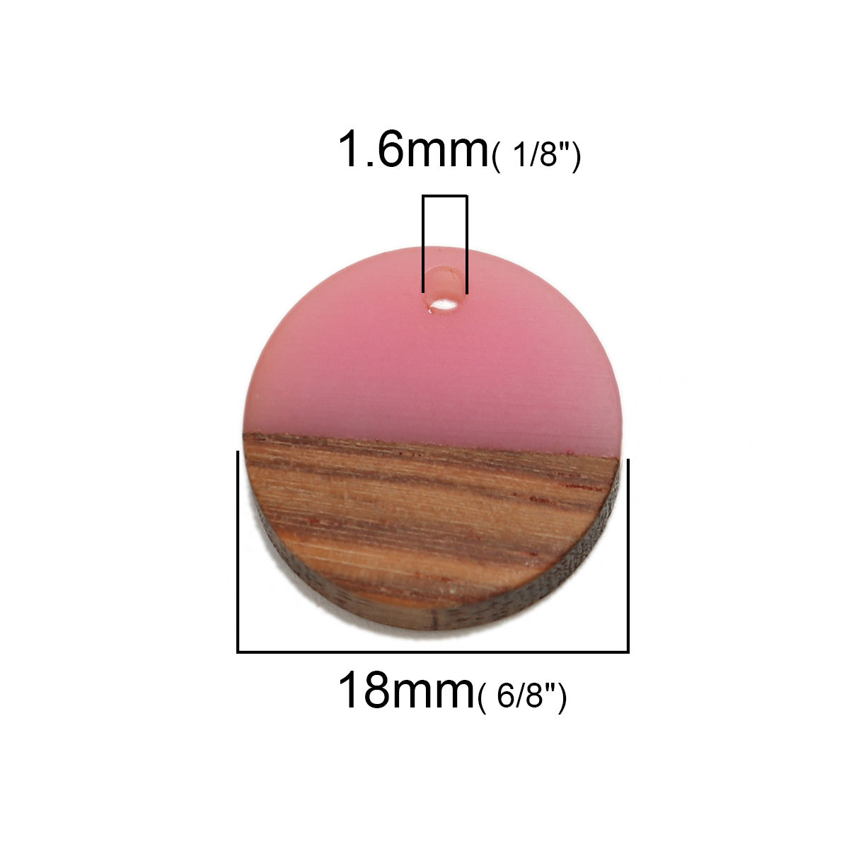 Picture of Resin & Natural Wood Effect Resin Charms Round Disc Mauve 18mm Dia, 5 PCs