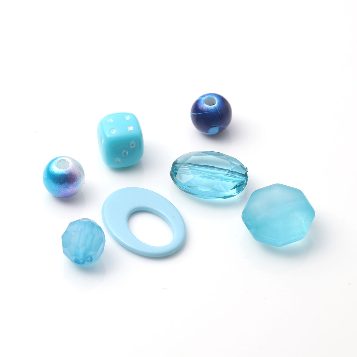 アクリル スペーサー ビーズ ランダムな色 青 約 18mm x 13mm - 8mm、 穴：約 9.7mm x 6.4mm - 1.2mm、 100 グラム の画像