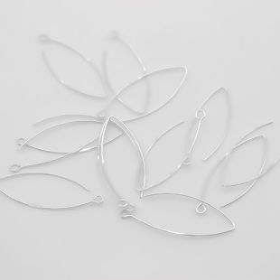 Picture of Sterling Silver Earrings Findings V-shaped Silver W/ Loop 3.4cm x 1.3cm, Post/ Wire Size: (21 gauge), 1 Gram (Approx 2-4 PCs)