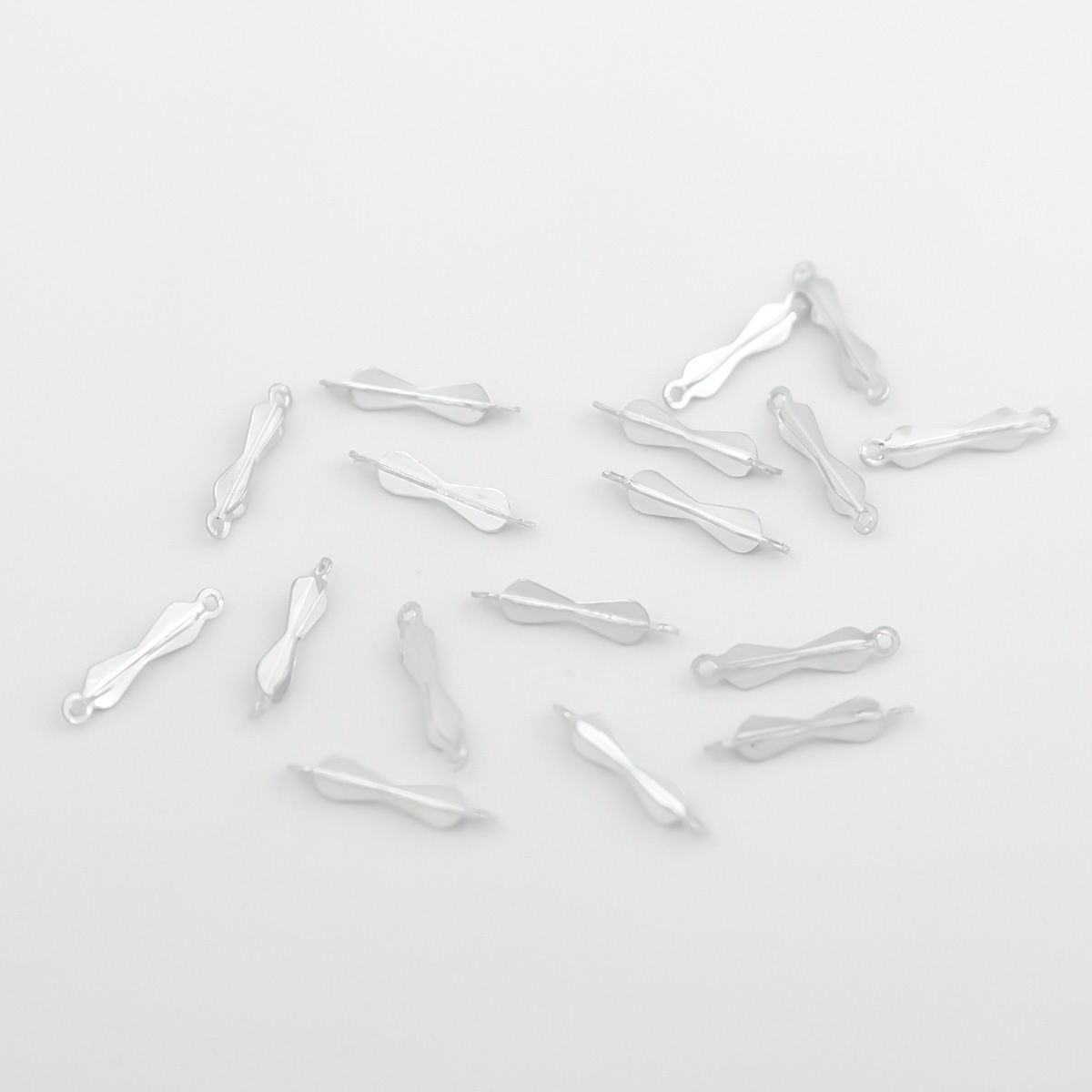 Picture of Sterling Silver Connectors Bowknot Silver 10mm x 2mm, 1 Gram (Approx 22-23 PCs)