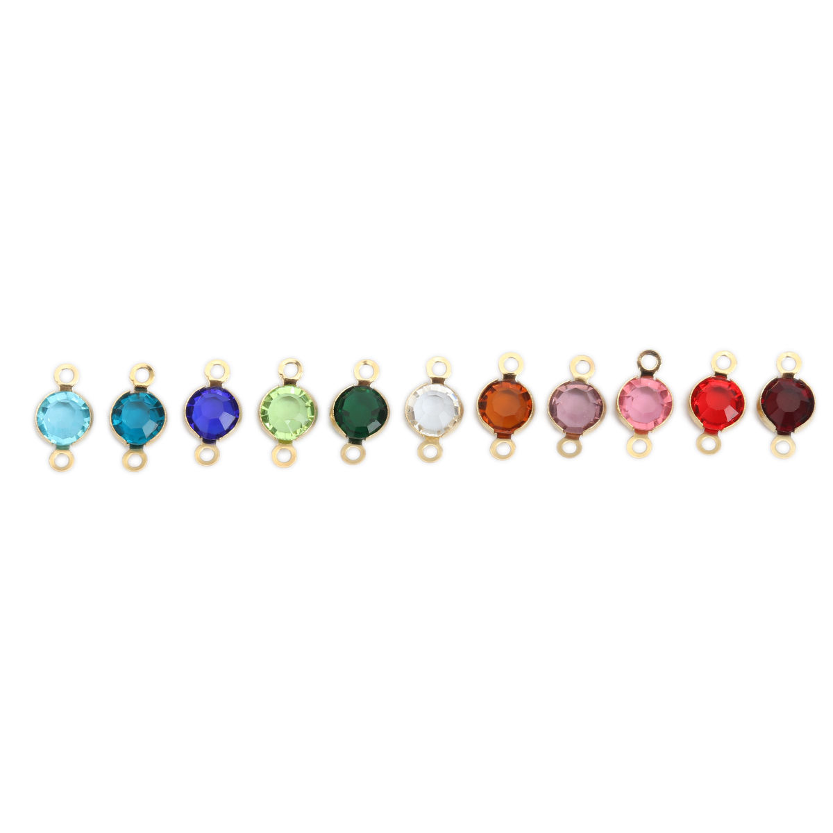 Bild von 304 Edelstahl & Glas Verbinder Rund Vergoldet Zufällig Mix Facettiert 12mm x 6mm, 10 Stück