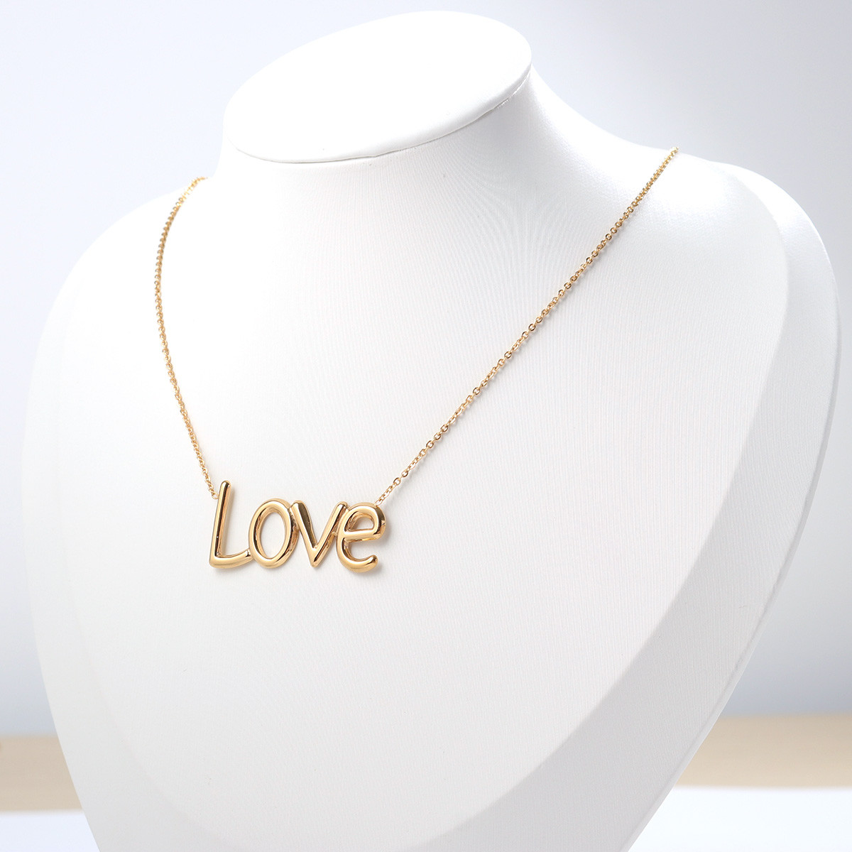 Изображение Нержавеющая Сталь Ожерелья Позолоченный Содержание " LOVE " 45см Длина, 1 ШТ