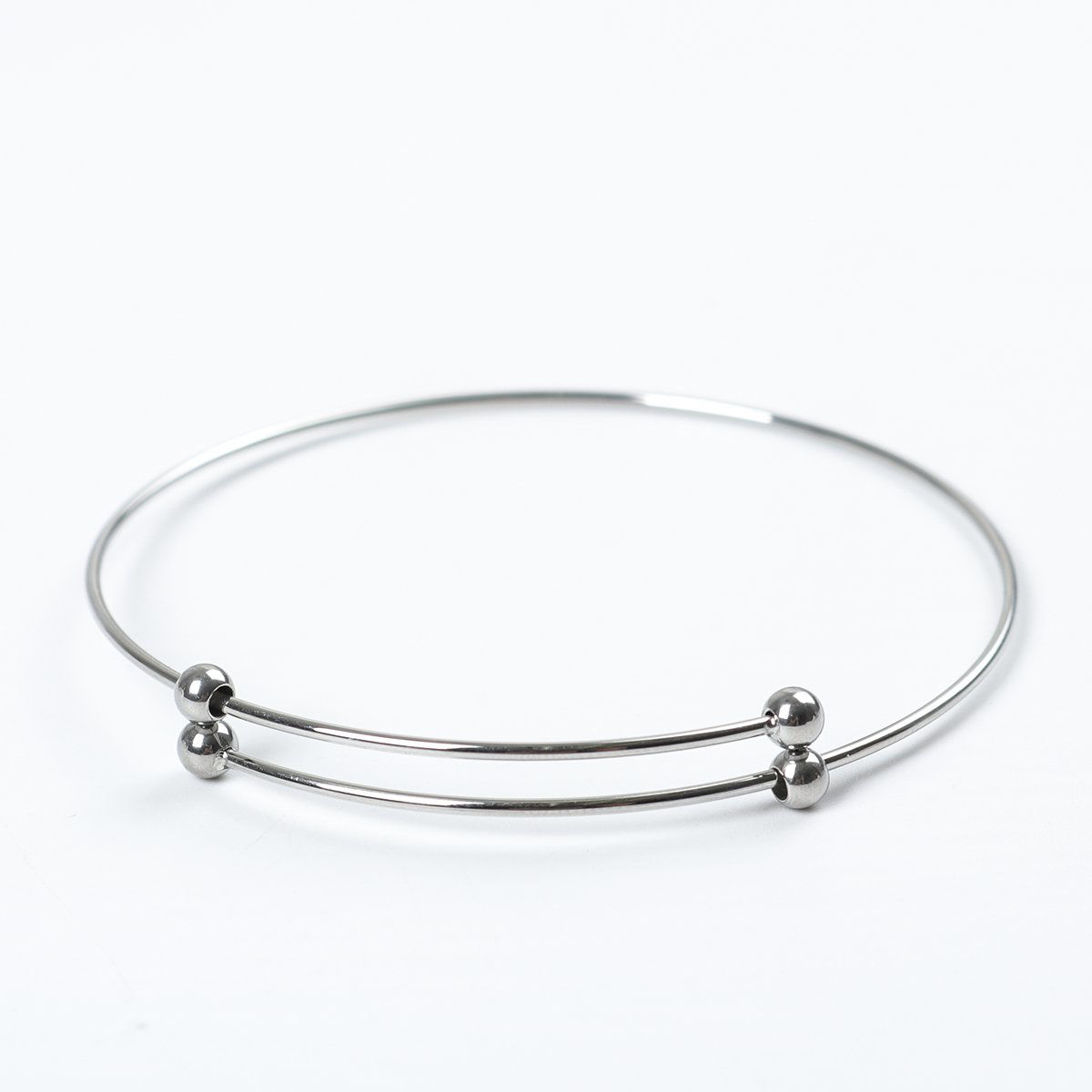 Picture of 304 Stainless Steel Bangles Bracelets Silver Tone Adjustable 23cm(9") long - 20cm(7 7/8") long long, 1 Piece