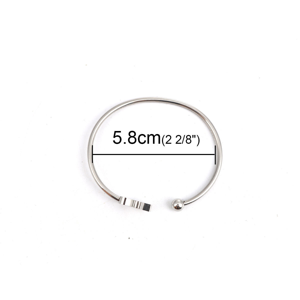 Bild von 304 Edelstahl Offen Manschette Armreife Armband Silberfarbe Schlüssel Herz 17.5cm lang, 1 Stück