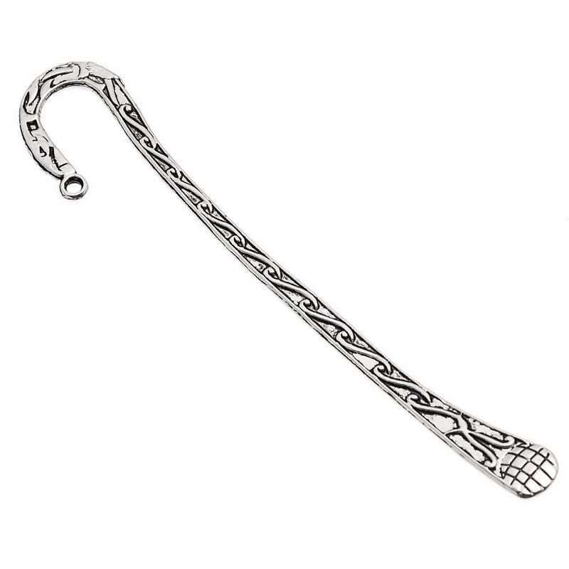 Picture of Zinc Based Alloy Bookmark Twist Antique Silver Color With Loop Carved Pattern 12.4cm, 6 PCs