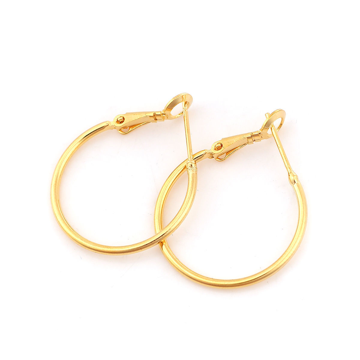 Imagen de Latón Pendientes Círculos Ronda 18K Oro Real Chapado 31mm x 25mm, Post/ Wire Size: (20 gauge), 280 Unidades