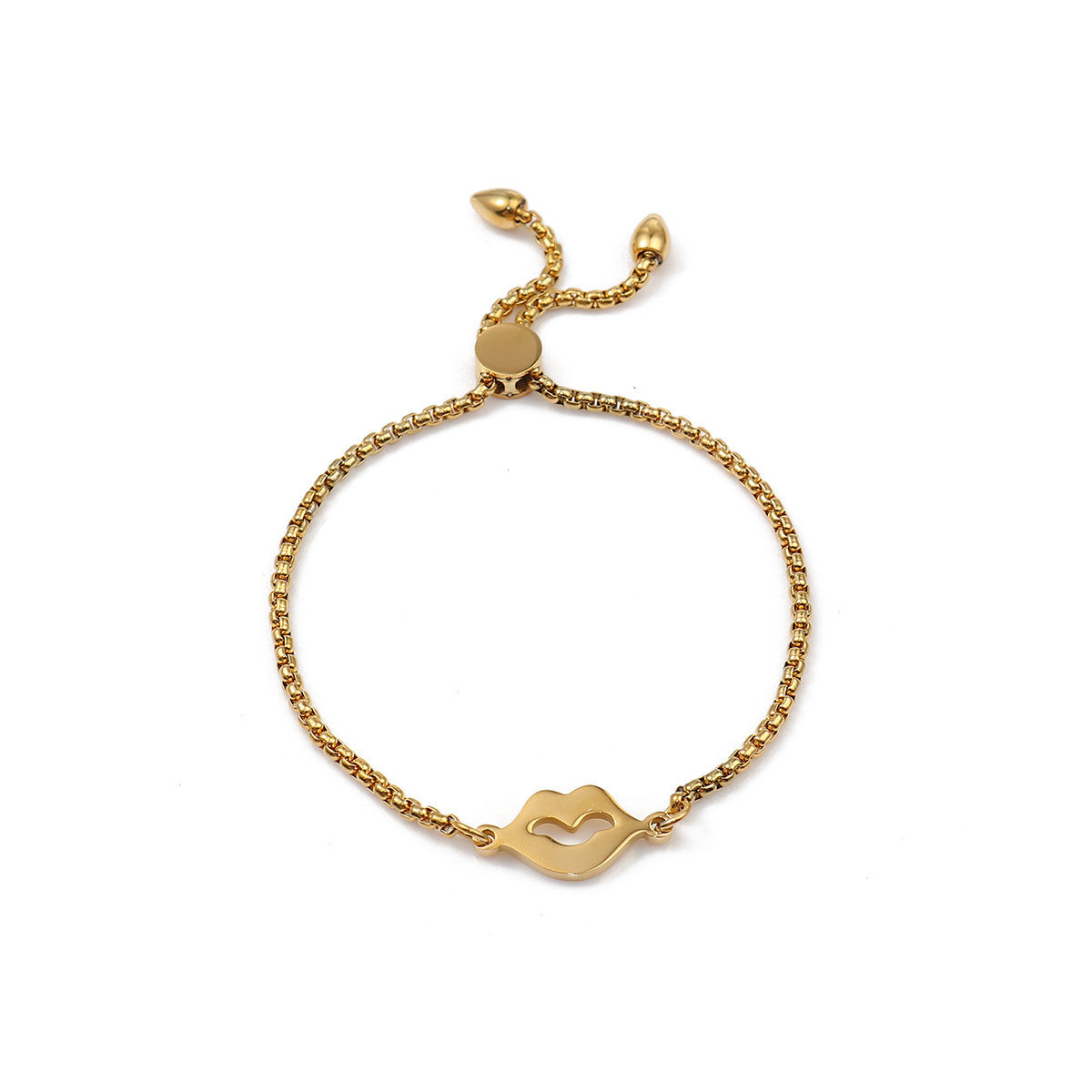 Изображение 304 Нержавеющая Сталь Регулируемая Боло Слайдер / Слайд-браслет Позолоченный Губа 26.3см - 25.3см Длина, 50 ШТ