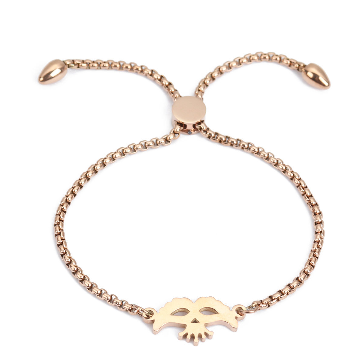 Изображение 304 Нержавеющая Сталь Регулируемая Боло Слайдер / Слайд-браслет Розово-золотой Маска 26.3см - 25.3см Длина, 50 ШТ