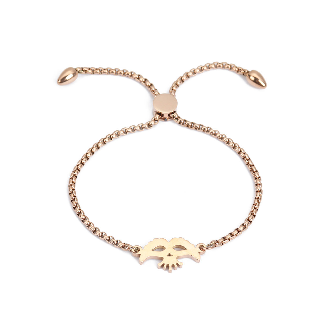 Изображение 304 Нержавеющая Сталь Регулируемая Боло Слайдер / Слайд-браслет Розово-золотой Маска 26.3см - 25.3см Длина, 50 ШТ