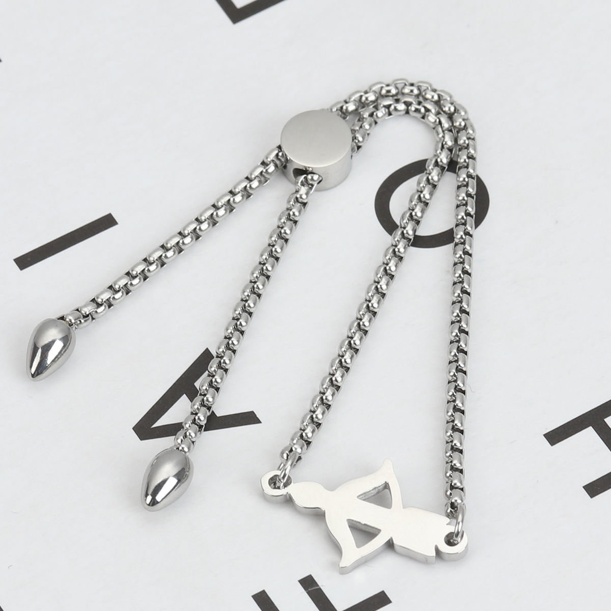 Picture of 304 Stainless Steel Adjustable Slider/ Slide Bolo Bracelets Silver Tone Irregular 25.3cm(10") - 24.3cm(9 5/8") long, 50 PCs