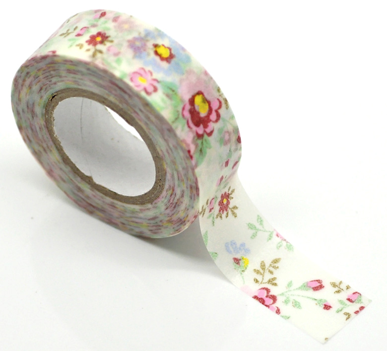 Imagen de Cinta Adhesiva Papel de Multicolor,Flor,10m x 15mm, 10 Unidades