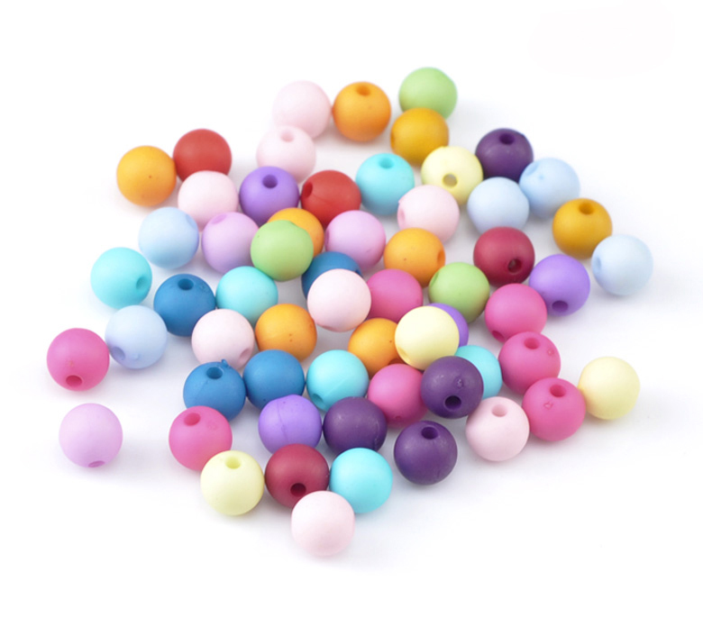 Imagen de Cuentas Chicle Acrílico Opaco Bola,Al Azar 8mm Diámetro, Agujero: acerca de 1.8mm, 300 Unidades