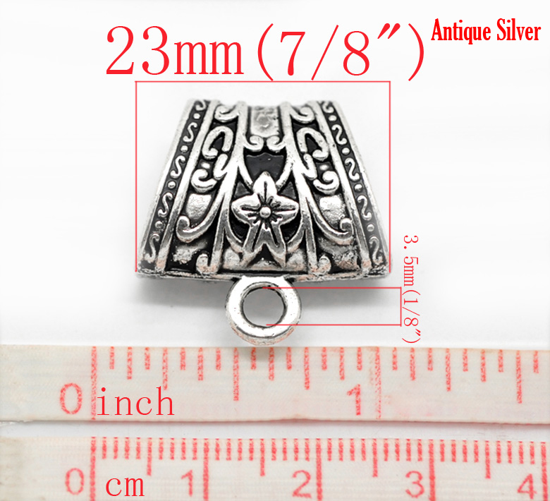 Imagen de Asa Aleación del Metal Del Zinc de Trapecio,Plata Antigua 23.0mm x 23.0mm, 10 Unidades 