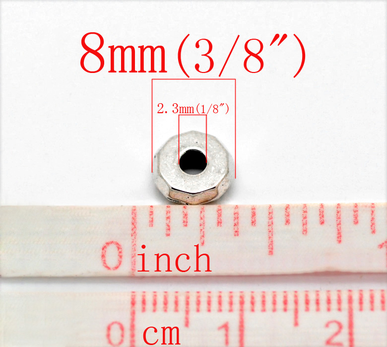 Picture of Zinc Based Alloy Spacer Beads Wheel Antique Silver Color About 8mm Dia, Hole:Approx 2.3mm, 100 PCs