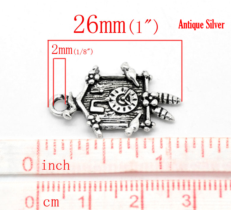 Picture of 20PCs Antique Silver Color Cuckoo Clock Charm Pendants 26x16mm(1"x5/8")