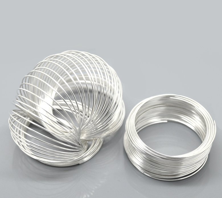 Picture of 100 Loops Silver Plated Memory Beading Wire for Bracelet 50mm-55mm(2"-2 1/8") Dia.
