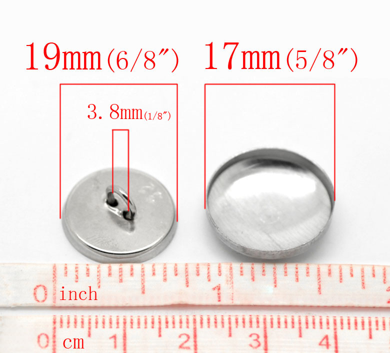 Image de Boutons à Recouvrir en Aluminium Rond Couleur Aluminium à Coudre 19x19mm 17x17mm, 100 Kits