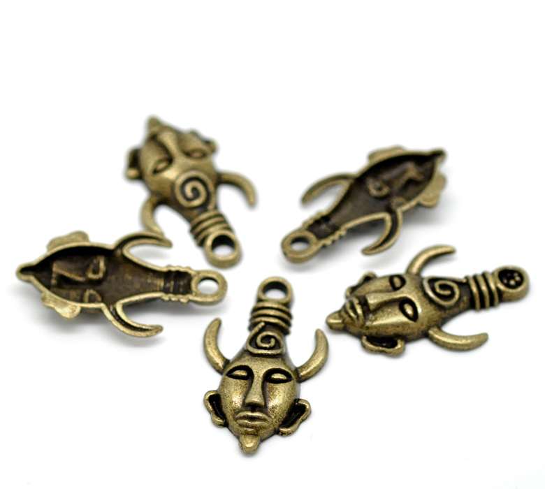Picture of 20PCs Antique Bronze Supernatural Dean's Demon Protection Amulet Charm Pendants 32x19mm(1 2/8"x6/8") 
