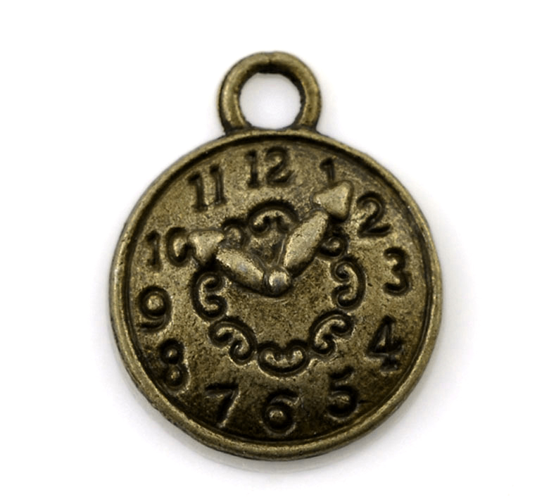 Picture of Zinc Based Alloy Charms Antique Bronze Clock 15mm x 12mm, 15 PCs