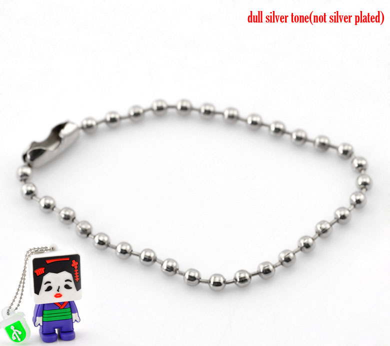 Picture of Iron Based Alloy 2.4mm Ball Chain Keychain For Tag Silver Tone 12cm(4 6/8") long, 100 PCs